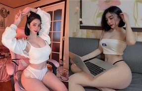 Trên giường, Nguyễn My cưỡi một con ngựa to lớn